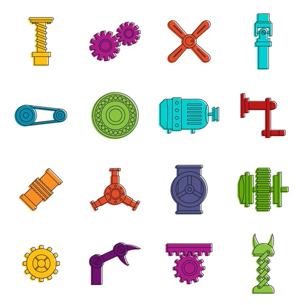 Techno mekanizmaları kit simgeler kümesi doodle