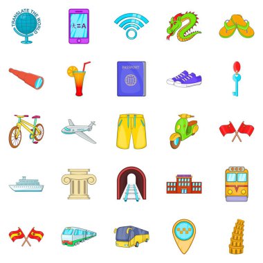 Seyahat ruh Icons set, karikatür tarzı