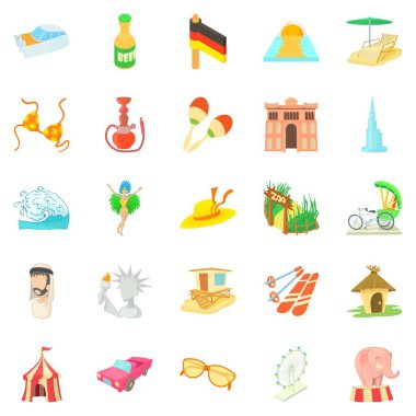 Dizginsiz sevinç Icons set, karikatür tarzı