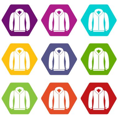 Renk altı yüzlü kazak Icon set