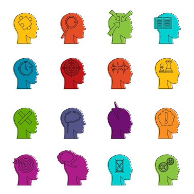 Kafa logolar Icons doodle set