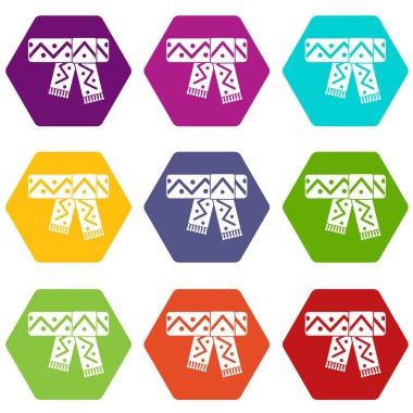 Örme eşarp deseni simgesi ile renk altı yüzlü ayarla