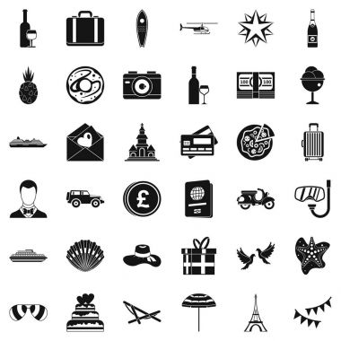 Balayı Icons set, basit tarzı