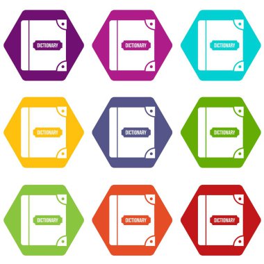 Renk altı yüzlü İngilizce sözlük Icon set