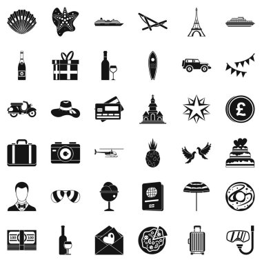 Pizza Icons set, basit tarzı