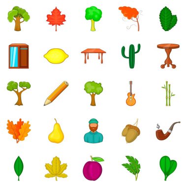 Düşmüş yapraklar Icons set, karikatür tarzı