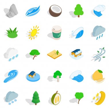 Bahçe Icons set, izometrik stili