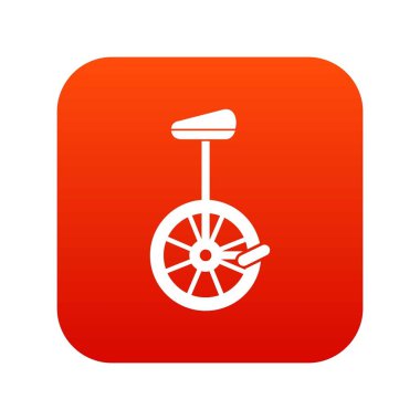 Tek tekerlekli sirk bisikletine simgesi dijital kırmızı