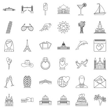 Romantik Icons set, anahat stili