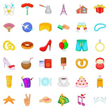 Love Icons set, karikatür tarzı