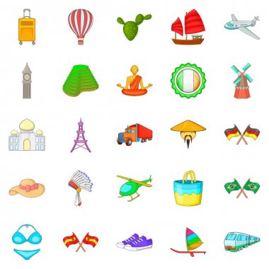 Icons set, karikatür tarzı ziyaret