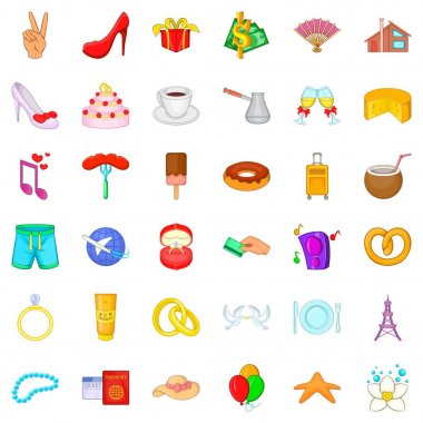 Gıda Icons set, karikatür tarzı