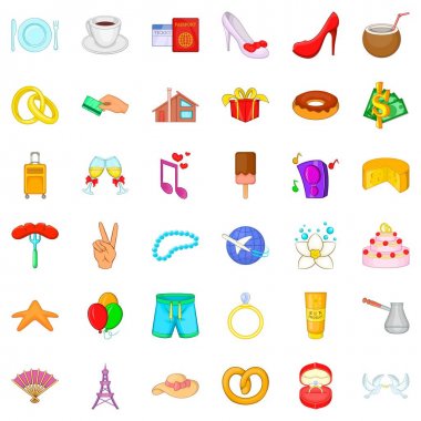 Kutlama Icons set, karikatür tarzı