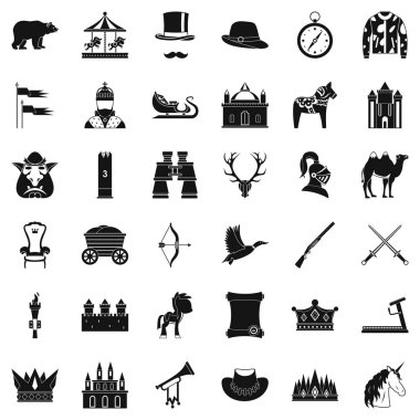Binicilik Icons set, basit tarzı