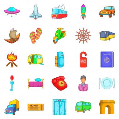 Gezi sipariş Icons set, karikatür tarzı