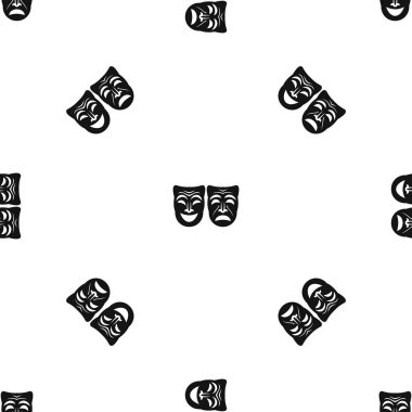 Mutlu ve hüzünlü maskesi desen sorunsuz siyah