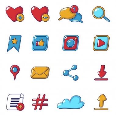 Sosyal ağ Icons set, karikatür tarzı