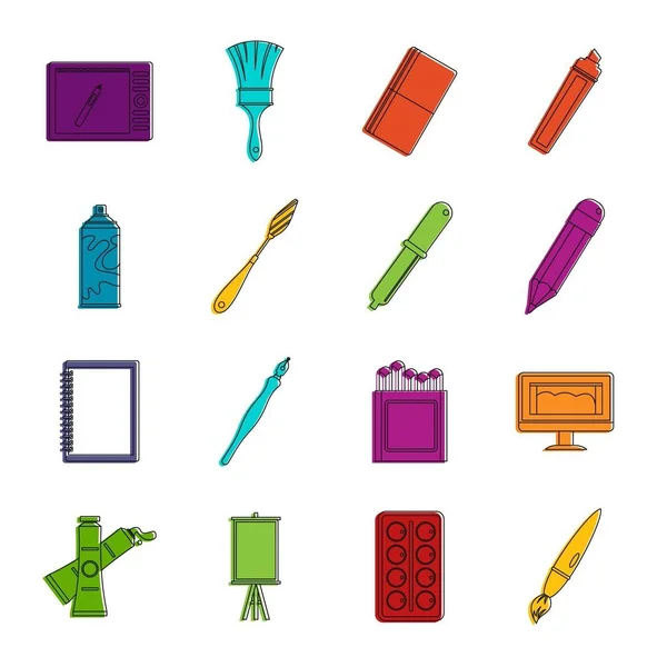 Design und Zeichenwerkzeuge Icons Doodle Set — Stockvektor