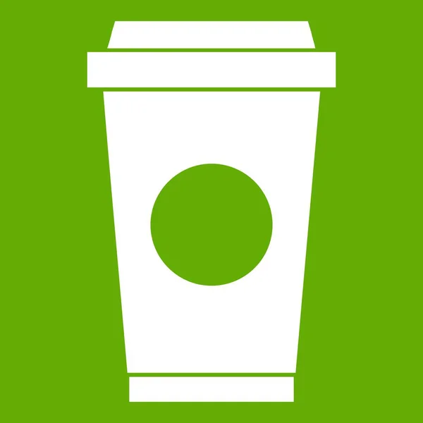 Café à emporter tasse icône verte — Image vectorielle
