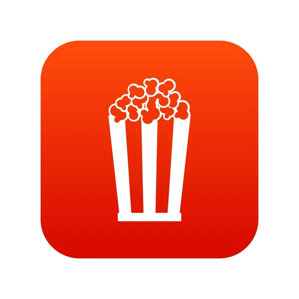 Popcorn im gestreiften Eimer-Symbol digital rot — Stockvektor