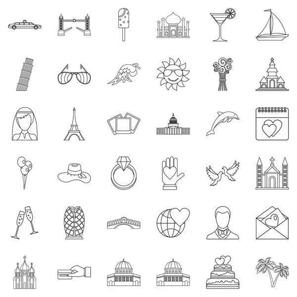 Romantik Icons set, anahat stili