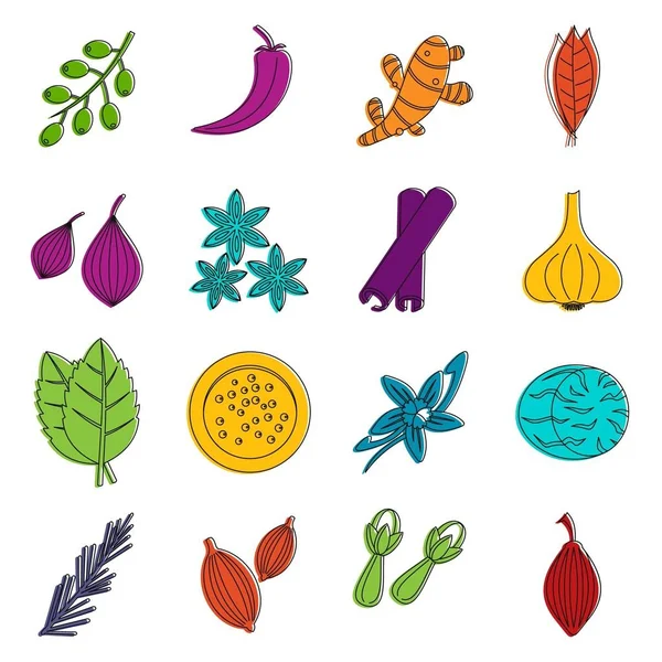 Spice pictogrammen doodle set — Stockvector