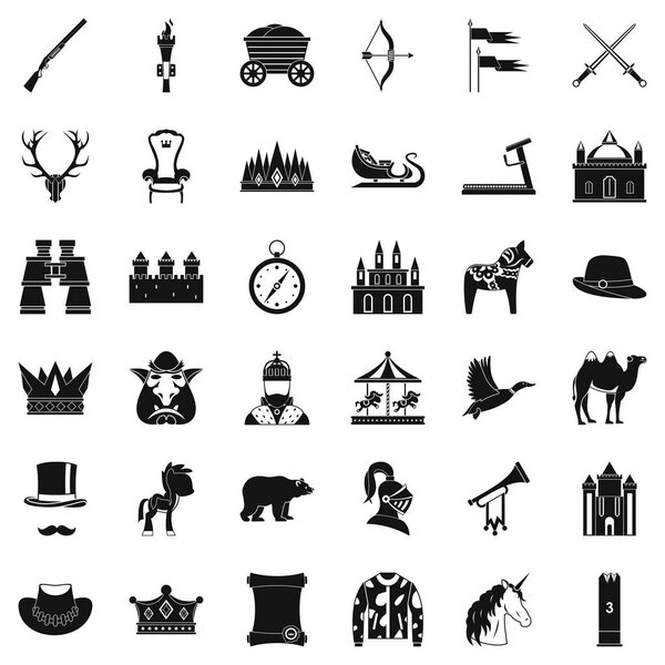 Unicorn icons set, simple style