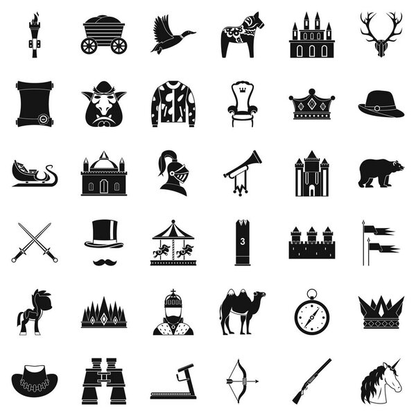 Hunting icons set, simple style