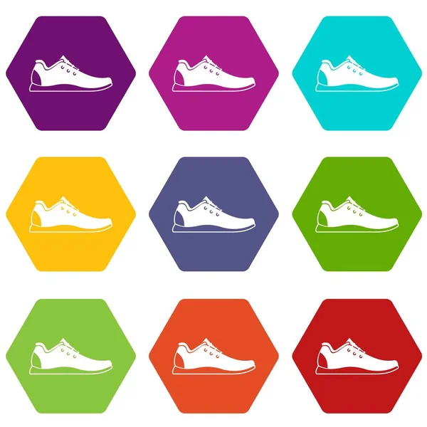 Sportovní boty ikonu nastavit barevné tyče — Stockový vektor