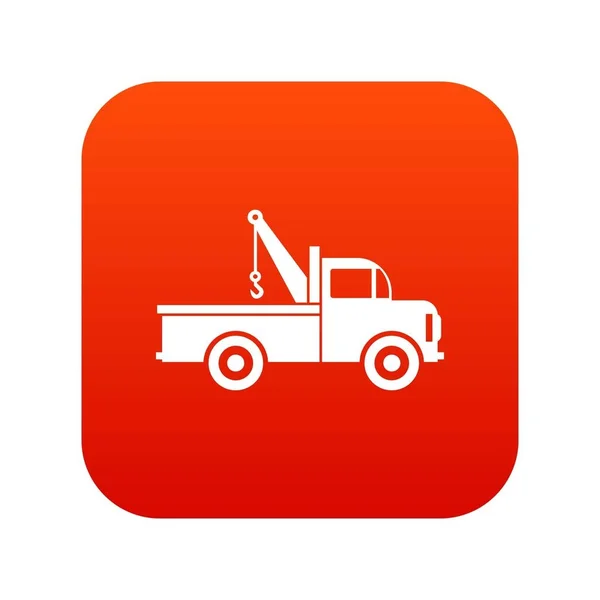 Coche remolque camión icono digital rojo — Archivo Imágenes Vectoriales