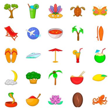 Egzotik Icons set, karikatür tarzı için arama