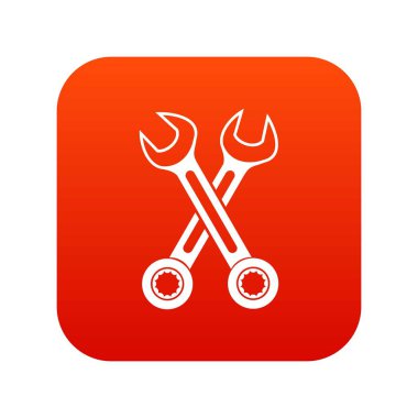 Çapraz somun anahtarları simgesi dijital kırmızı