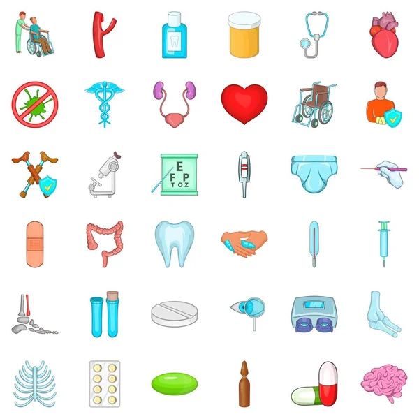 Behandlung Icons Set, Cartoon-Stil — Stockvektor