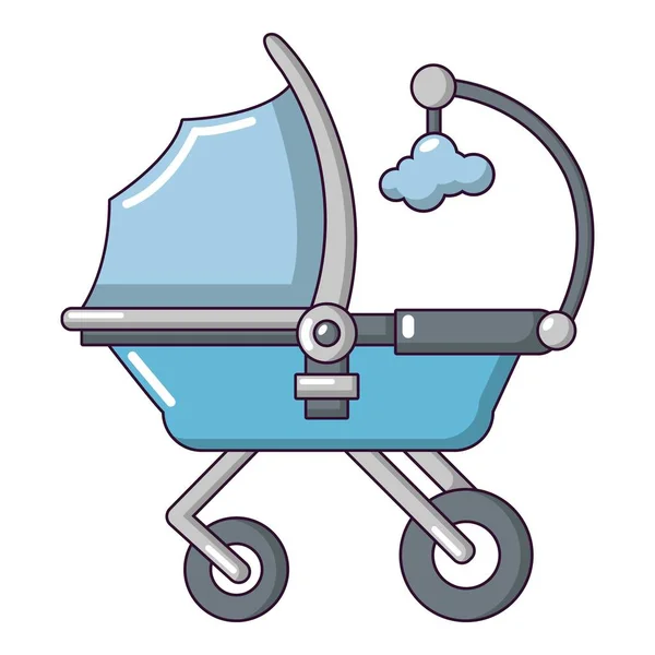 Coche de bebé lindo icono, estilo de dibujos animados — Vector de stock