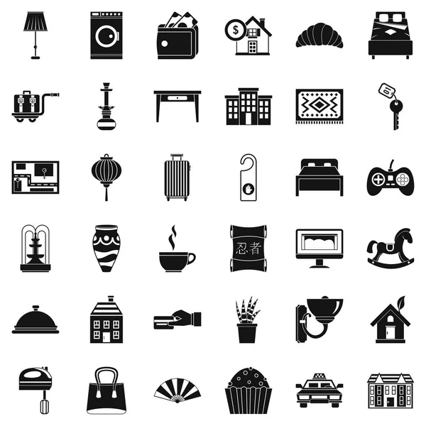 Conjunto de iconos del hotel, estilo simple — Vector de stock