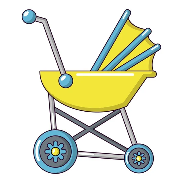 Carruagem de bebê ícone retro, estilo dos desenhos animados — Vetor de Stock
