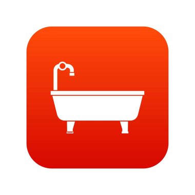 Küvet simgesi dijital kırmızı