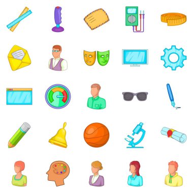 Öğretmen eğitim simgeler ayarla, tarzı çizgi film