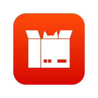 Bir karton kutu simgesi dijital kırmızı kedi