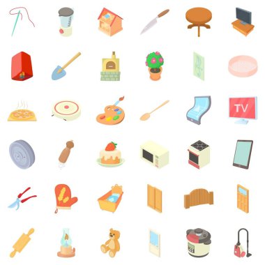 Mutfak Icons set, karikatür tarzı