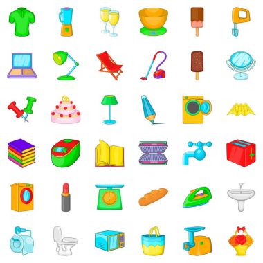 Elektrikli süpürge Icons set, karikatür tarzı