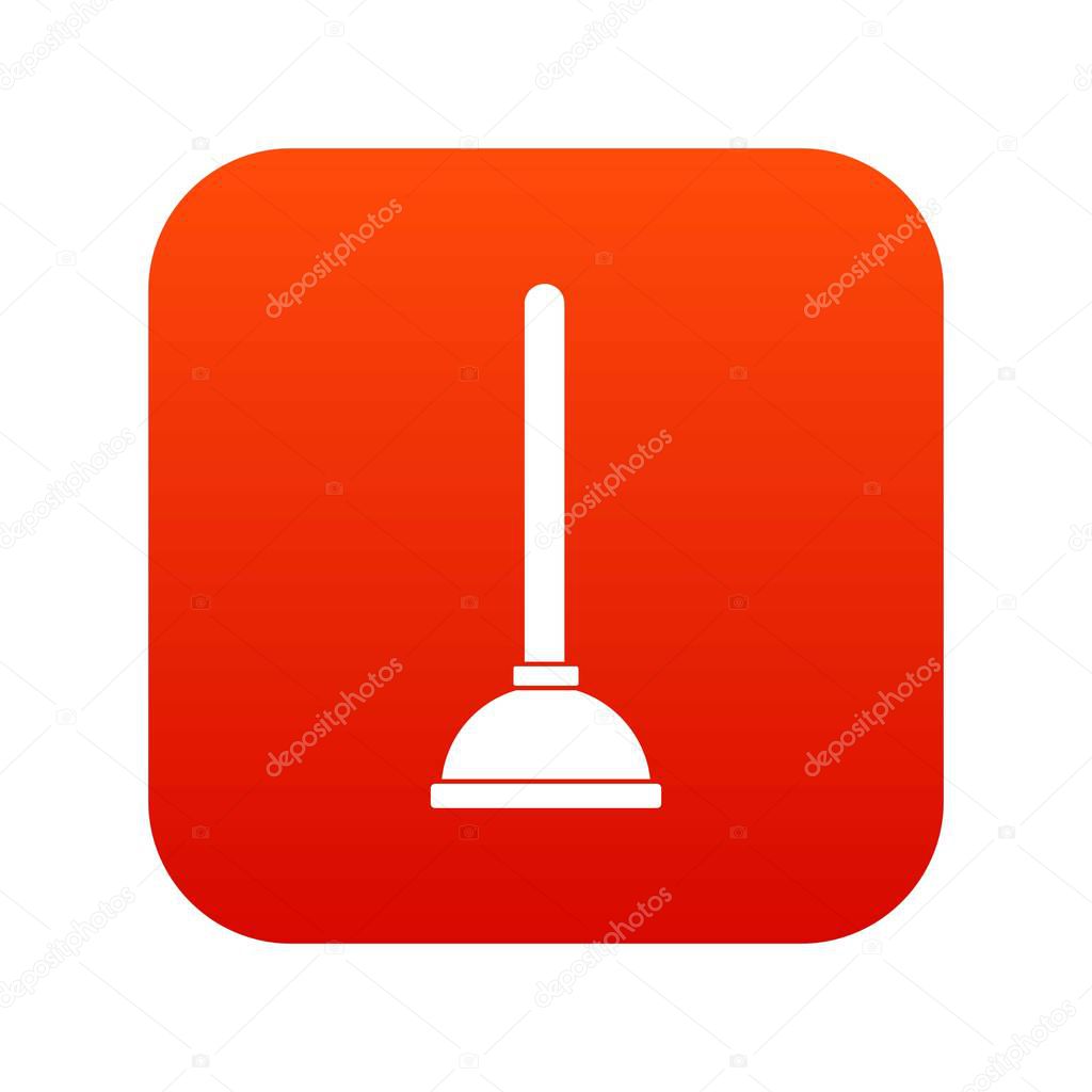 Toilet plunger icon digital red
