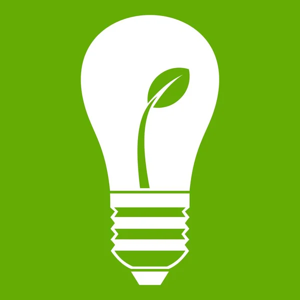 Лампочка экологической идеи с зеленой иконкой растения — стоковый вектор