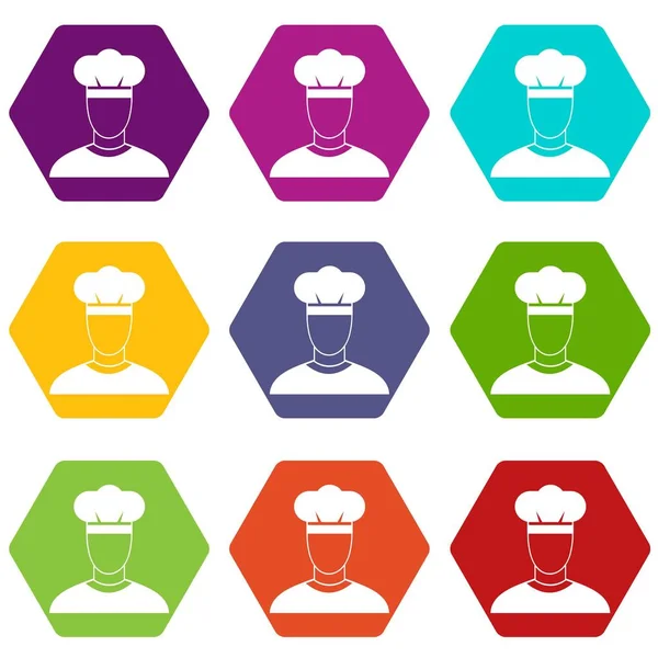 Conjunto de iconos de cocina hexaedro de color — Archivo Imágenes Vectoriales