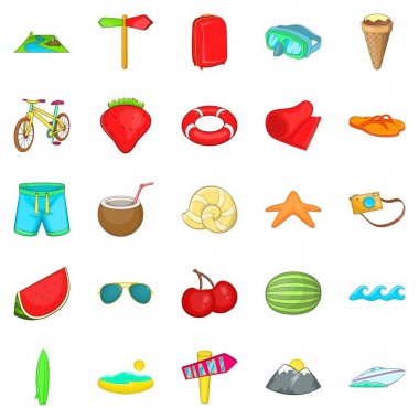 Turist Icons set, karikatür tarzı ile çalışmak