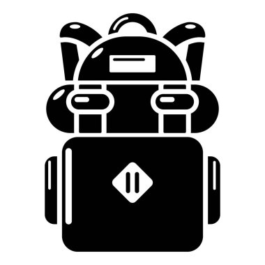 Sırt çantası hiking simgesi, basit siyah stil