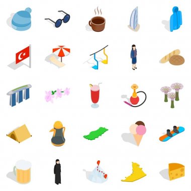 Rahatlatıcı yer Icons set, izometrik stili