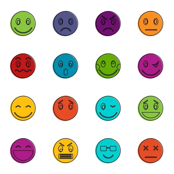Emoticon pictogrammen doodle set — Stockvector