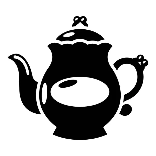 Чайник икона фарфора, простой черный стиль — стоковый вектор