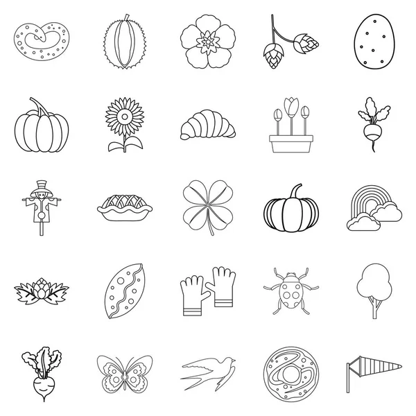 Conjunto de ícones de comida vegetal, estilo esboço — Vetor de Stock
